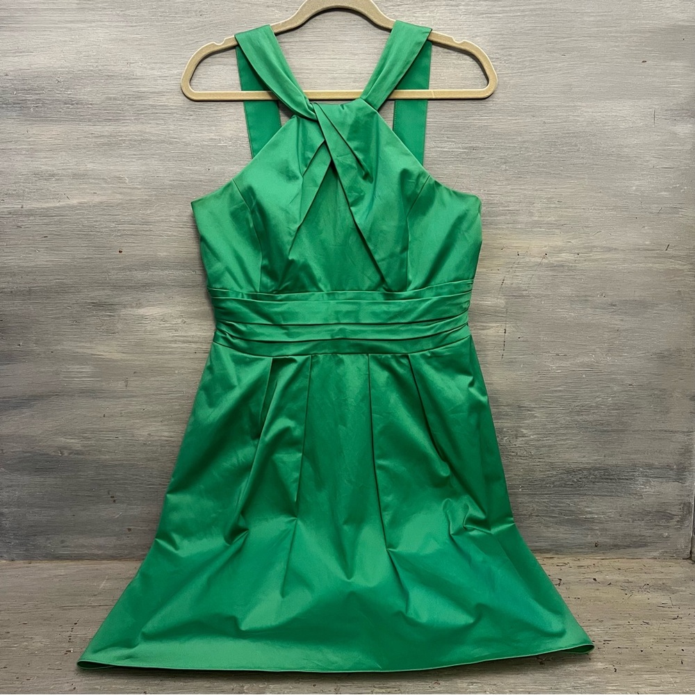 David’s Bridal Kelly Green Sleeveless Fit & Flare Dress Size 12 Like‎ New